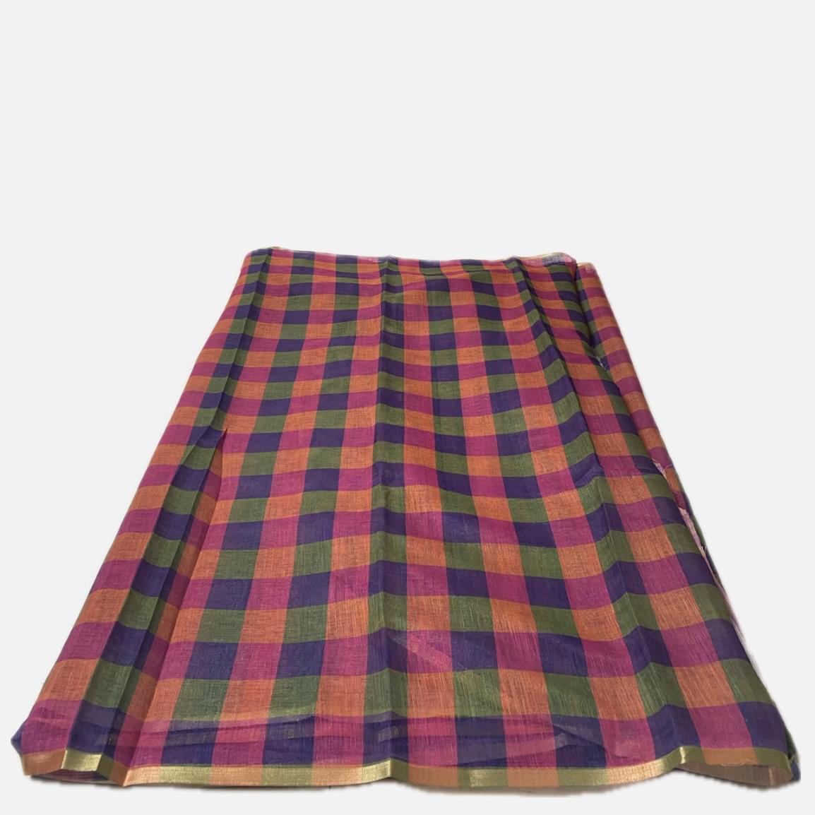 Madras Check Cotton saree in Blue and Pink