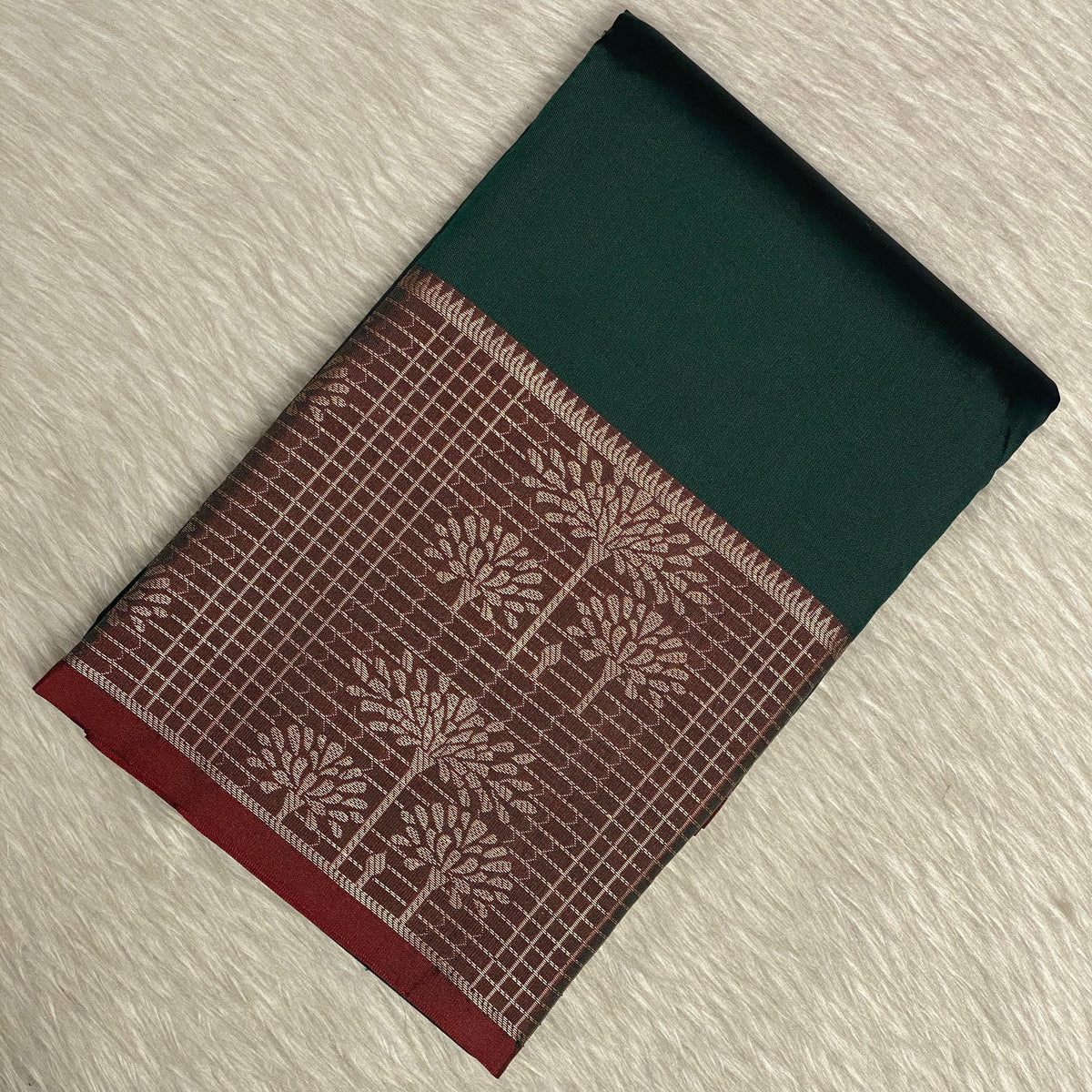 Rukmini Semi Silk Saree in Green & Maroon