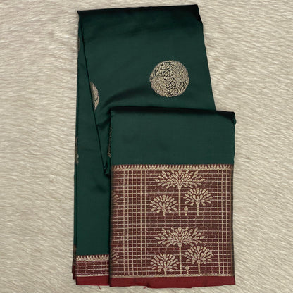 Rukmini Semi Silk Saree in Green & Maroon