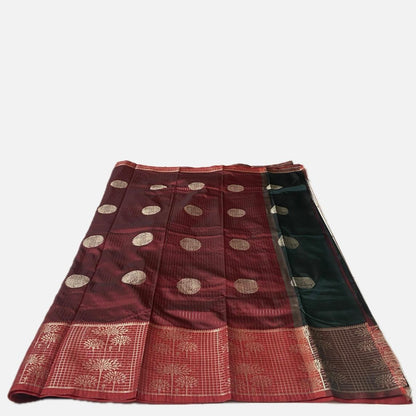 Rukmini Semi Silk Saree in Green & Maroon