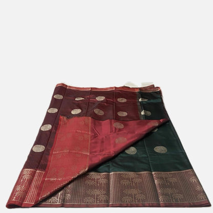 Rukmini Semi Silk Saree in Green & Maroon