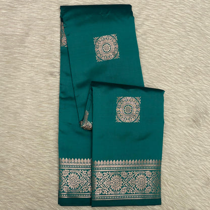Seetha Soft Silk Saree with Square Design  Peacock