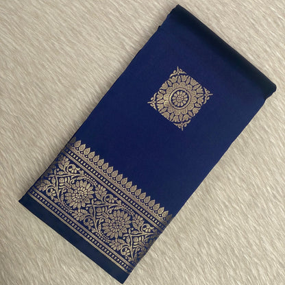 Seetha Soft Silk Saree with Square Design Blue
