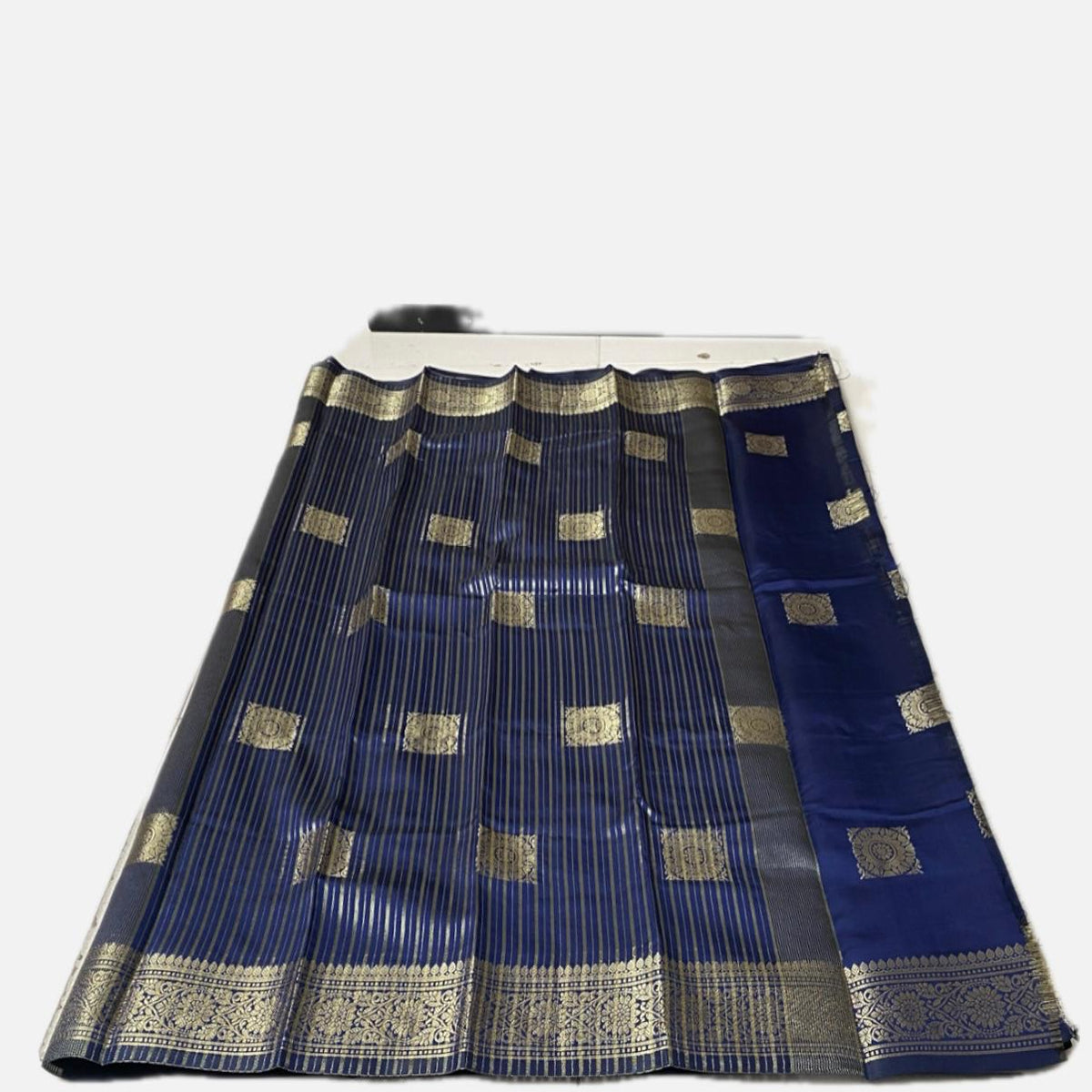 Seetha Soft Silk Saree with Square Design Blue