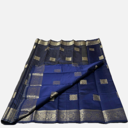Seetha Soft Silk Saree with Square Design Blue