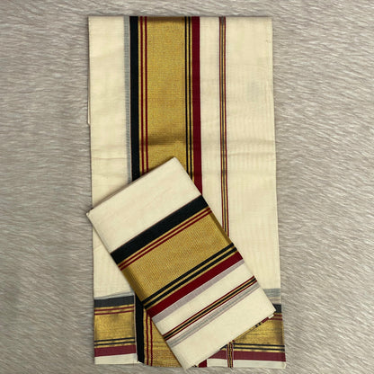 Traditional Gold Border Kerala Cotton Set Mundu (Dress Code)