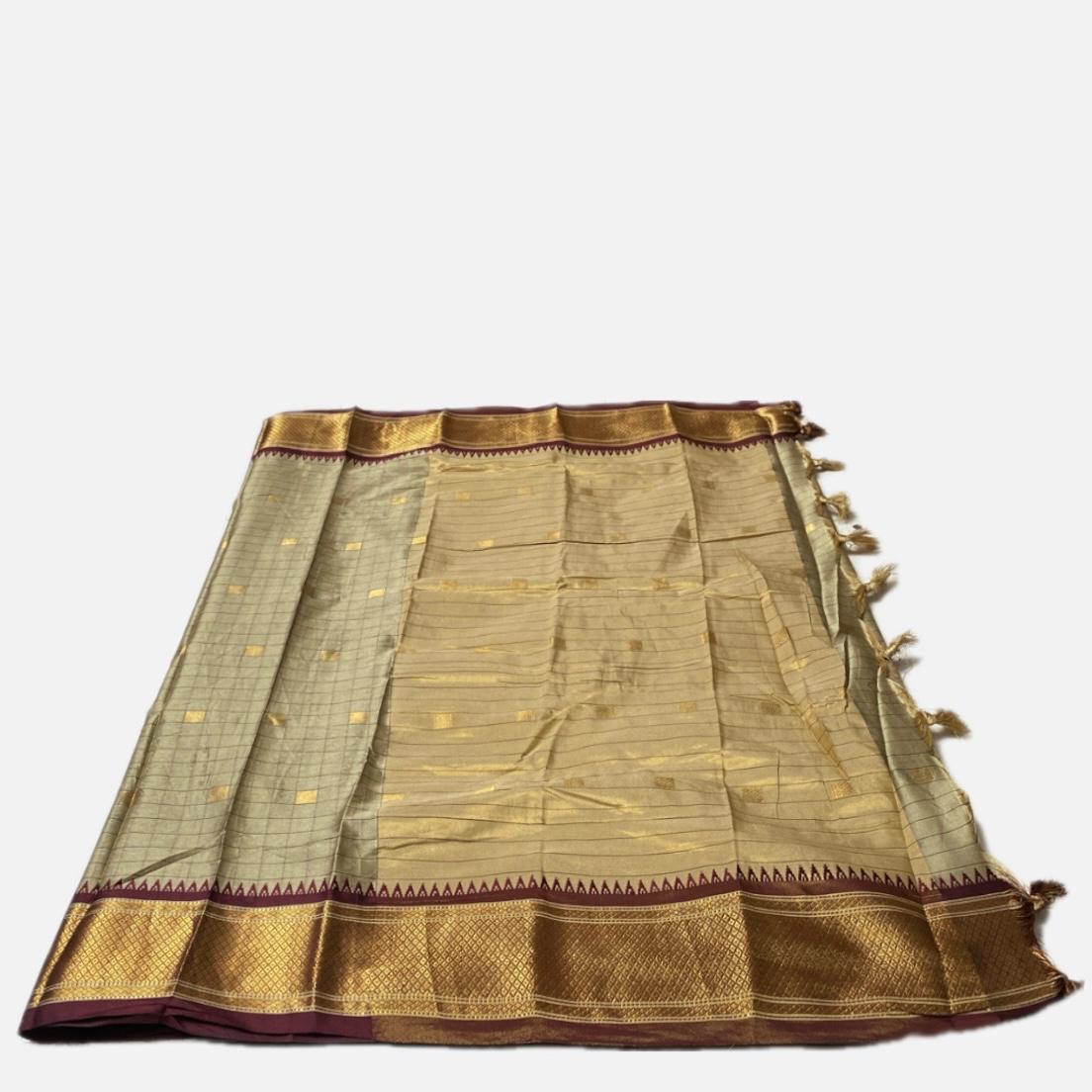 Avani Classic Gold Semi-Silk Saree with Butta Work
