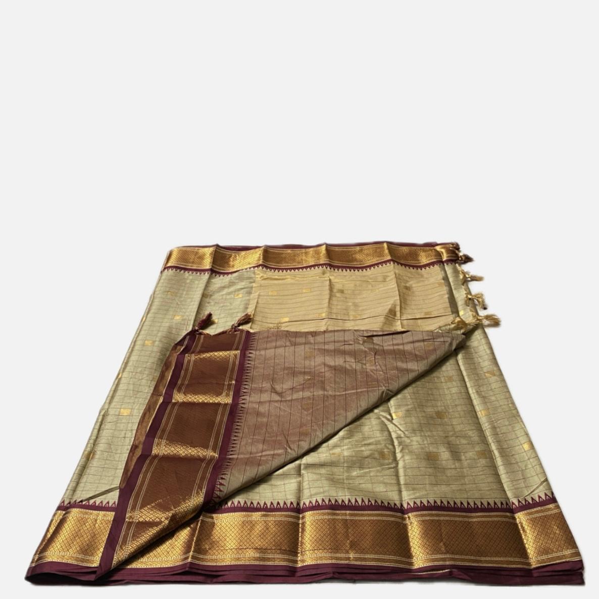 Avani Classic Gold Semi-Silk Saree with Butta Work