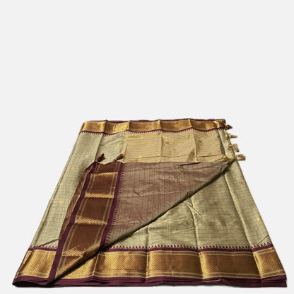Avani Classic Gold Semi-Silk Saree with Butta Work