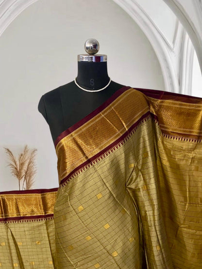 Avani Classic Gold Semi-Silk Saree with Butta Work