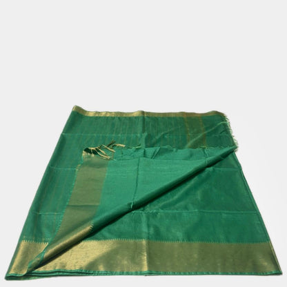 Rambha Semi Silk Saree in Light Green with Golden Stripes