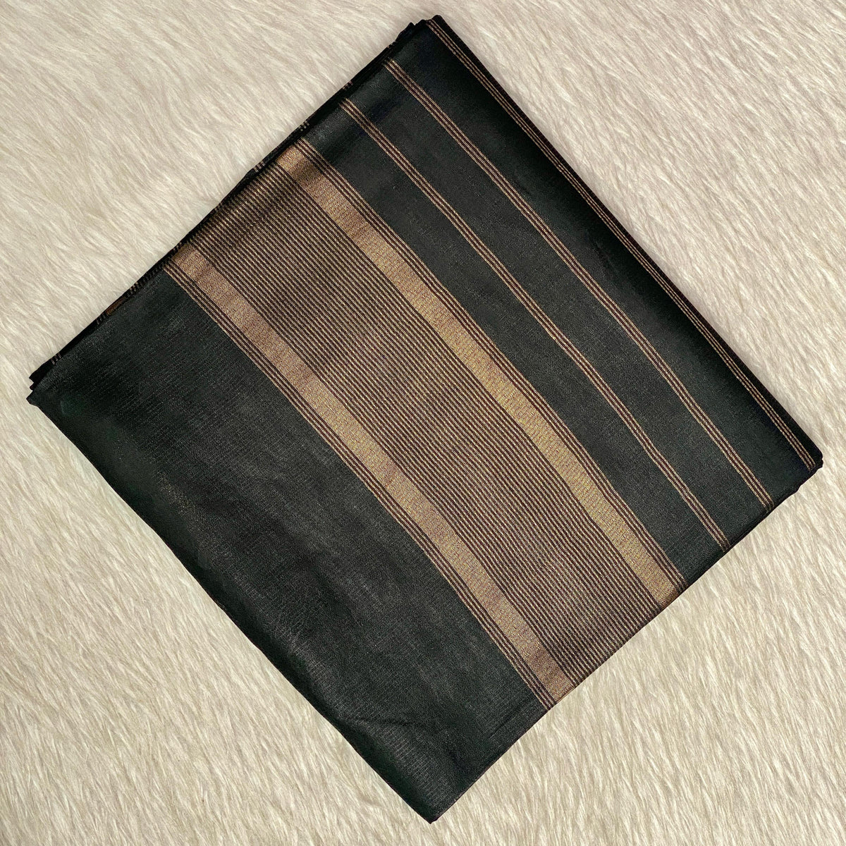Rambha Saree in Black with Golden Stripes