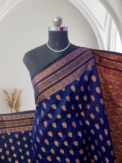 Milan Floral Butta Cotton Saree Brick Red (Dress Code)