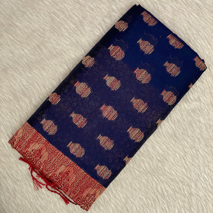 Milan Floral Butta Cotton Saree Brick Red (Dress Code)