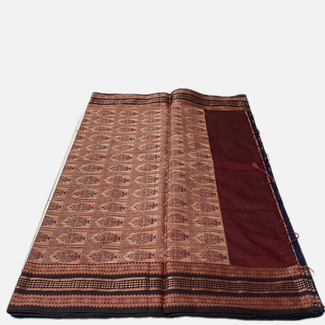 Milan Floral Butta Cotton Saree Brick Red (Dress Code)