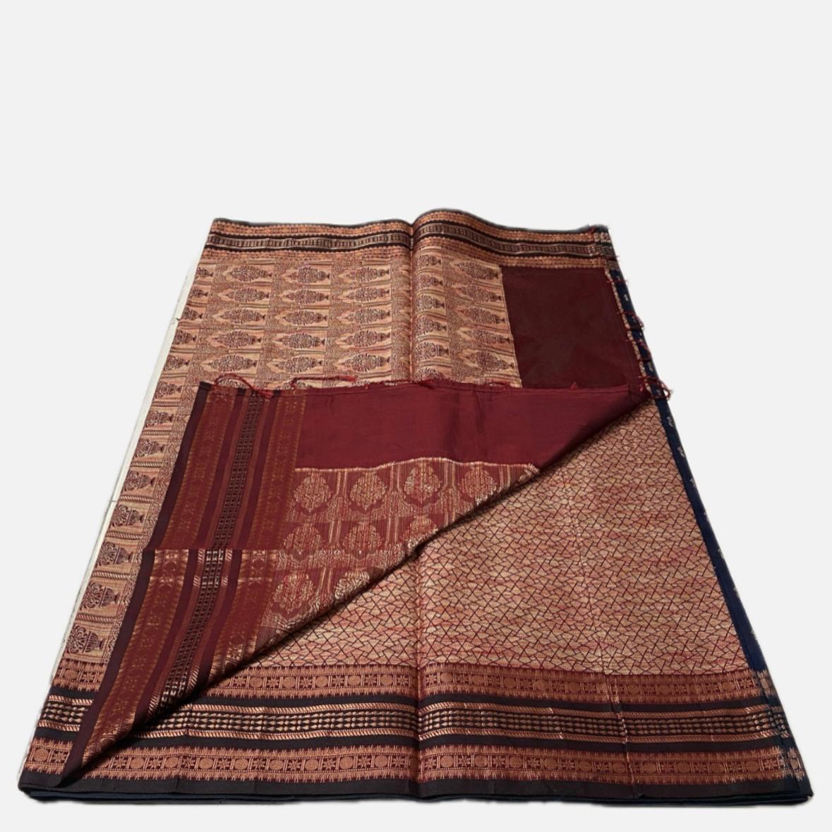 Milan Floral Butta Cotton Saree Brick Red (Dress Code)
