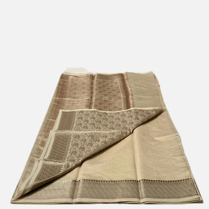 Athira Golden Silk Saree with Temple Motif Zari Border Chikku