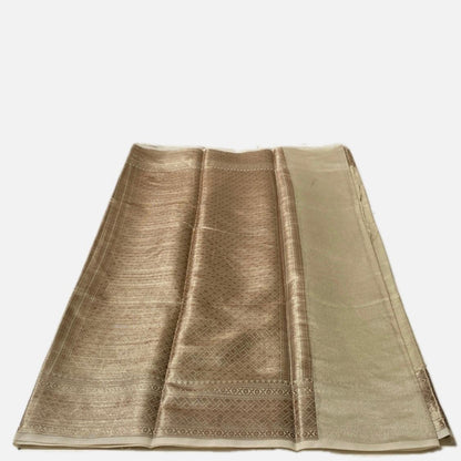Athira Golden Silk Saree with Temple Motif Zari Border Chikku