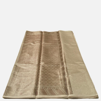 Athira Golden Silk Saree with Temple Motif Zari Border Chikku