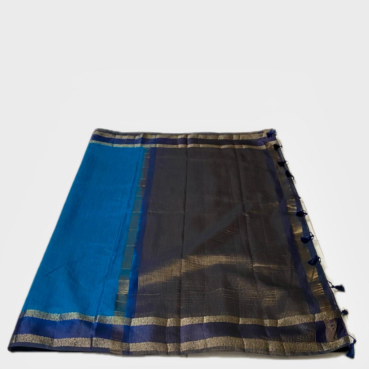 Semi Jute Saree in Blue