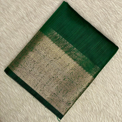 Ankitha Semi Linen Saree in Green