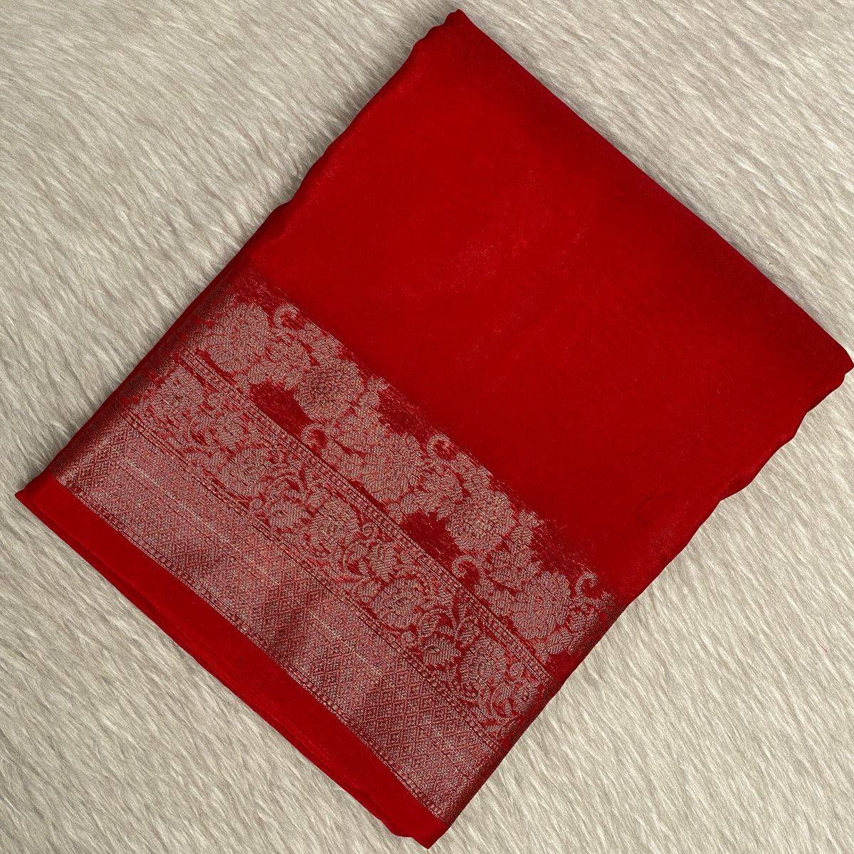Devasena Red with Floral Border