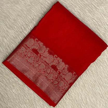 Devasena Red with Floral Border