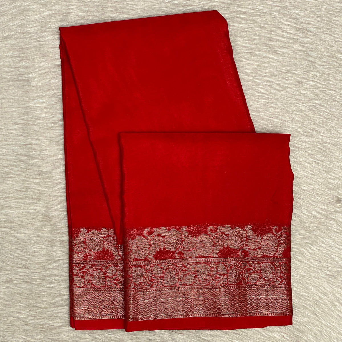 Devasena Red with Floral Border