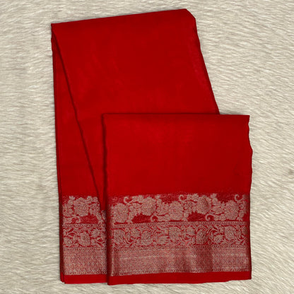 Devasena Red with Floral Border