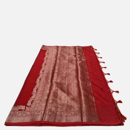 Devasena Red with Floral Border