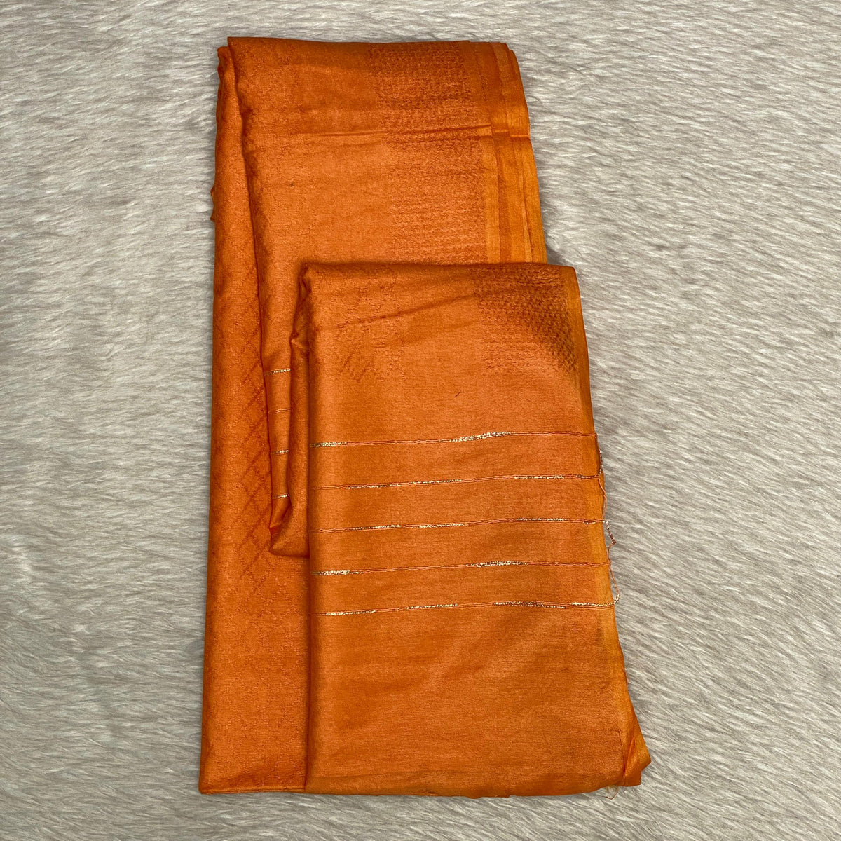 Semi Tussar Orange Colour Saree