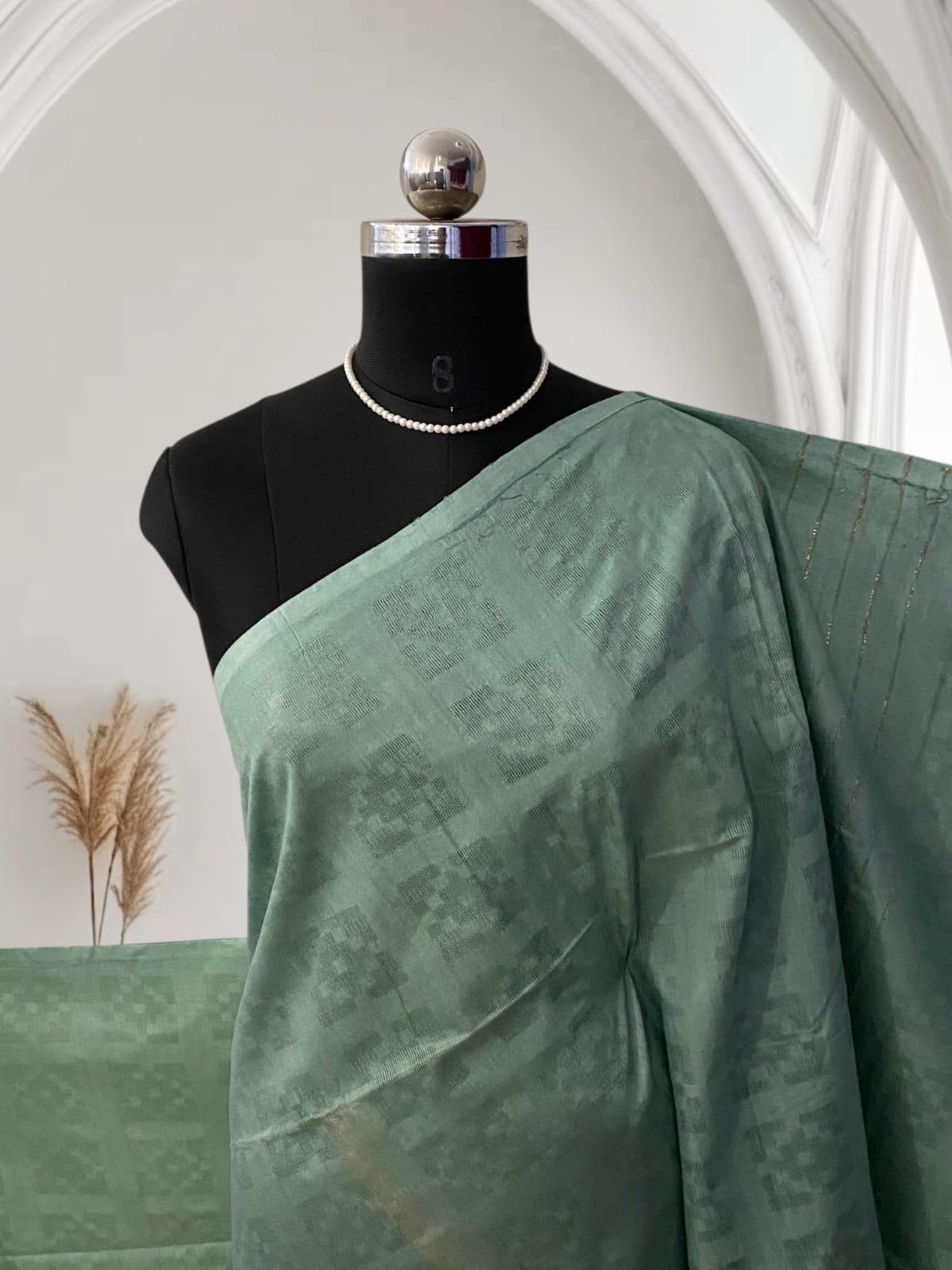Semi Tussar Green Colour Saree