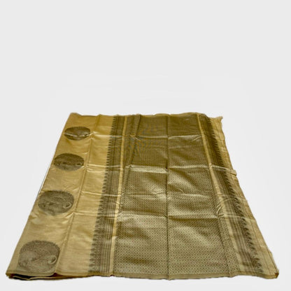 Beige Semi Soft Silk Saree with Metallic Design