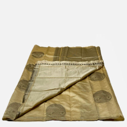 Beige Semi Soft Silk Saree with Metallic Design