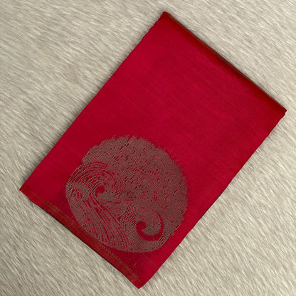 Pink Semi Soft Silk Saree with Metallic Design