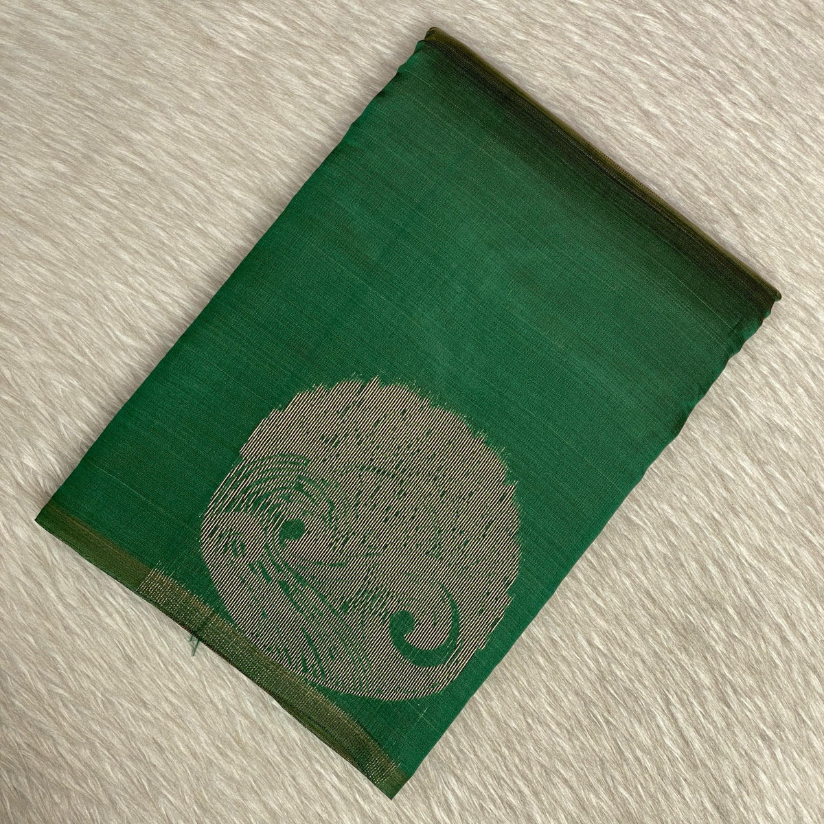 Green Semi Soft Silk Saree with Metallic Design
