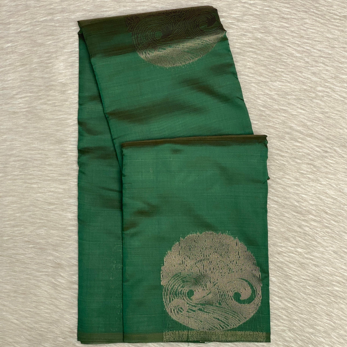 Green Semi Soft Silk Saree with Metallic Design