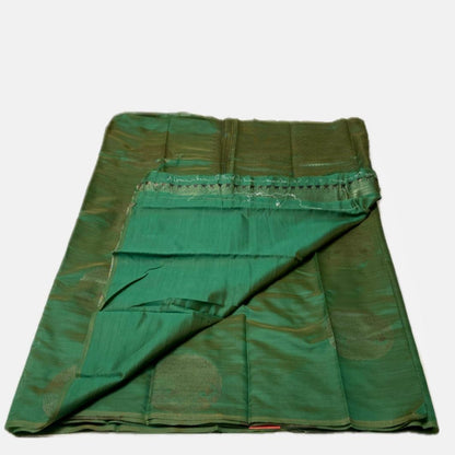 Green Semi Soft Silk Saree with Metallic Design