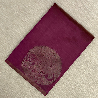 Purple Semi Soft Silk Saree with Metallic Design