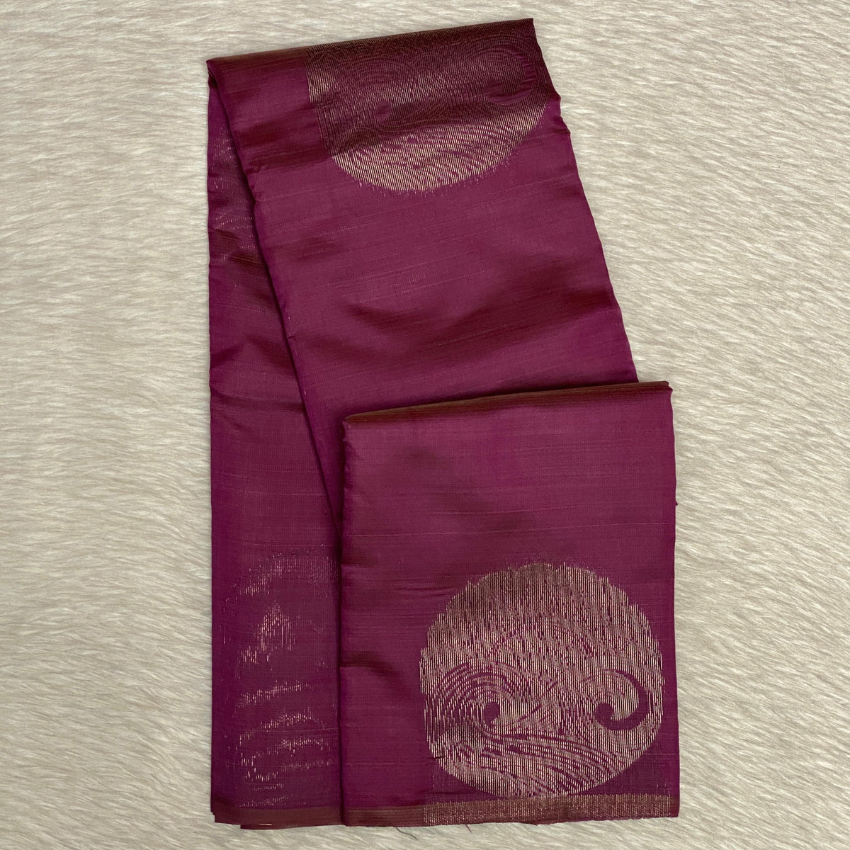 Purple Semi Soft Silk Saree with Metallic Design