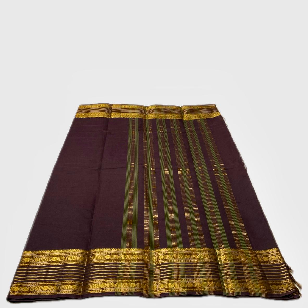 Sungidi Cotton Saree in Brown