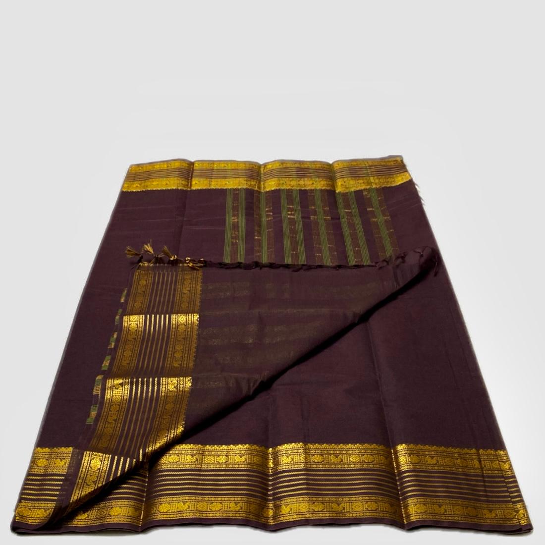 Sungidi Cotton Saree in Brown