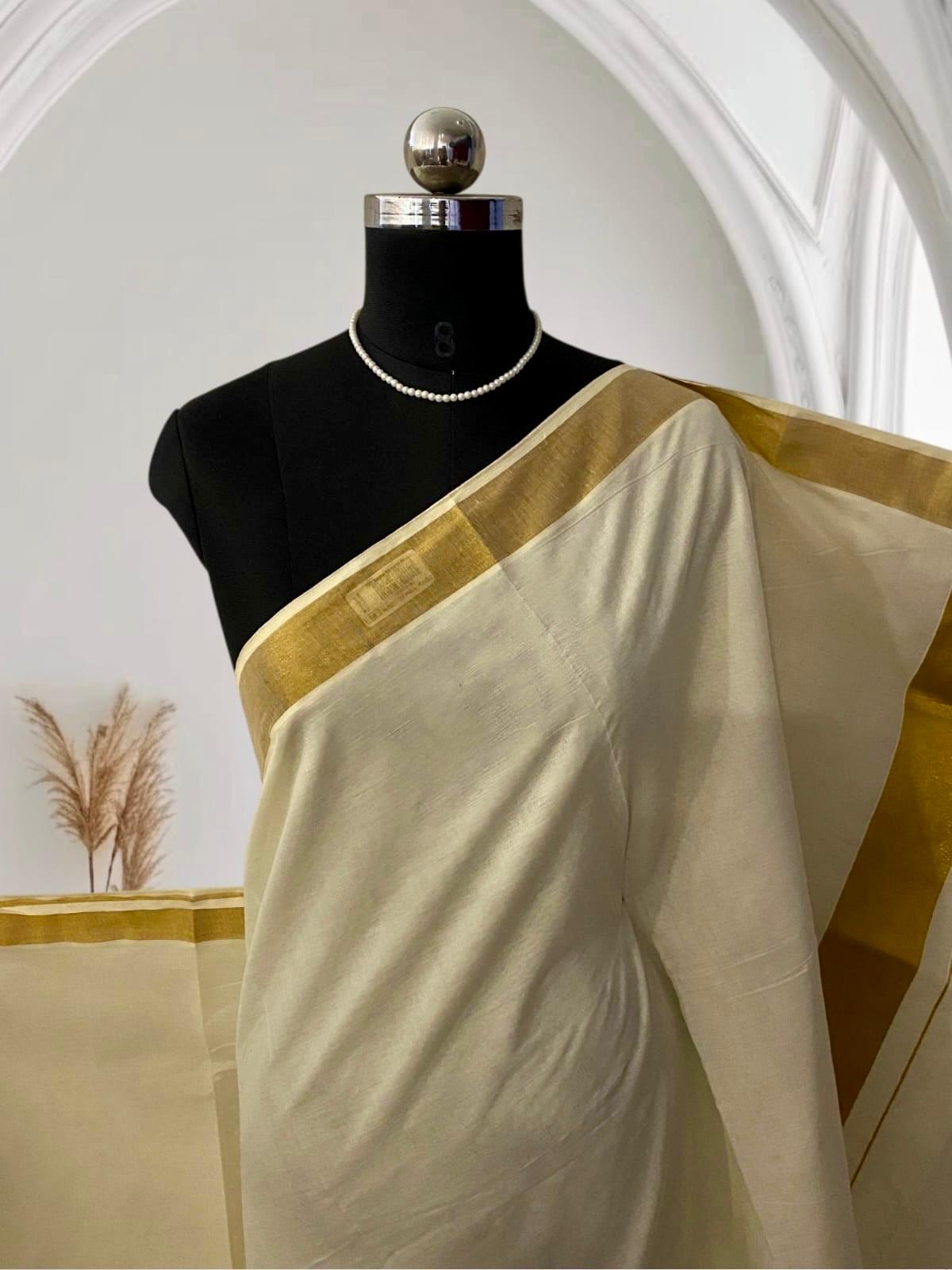 Cotton Kerala Saree with Golden Border (Copy)