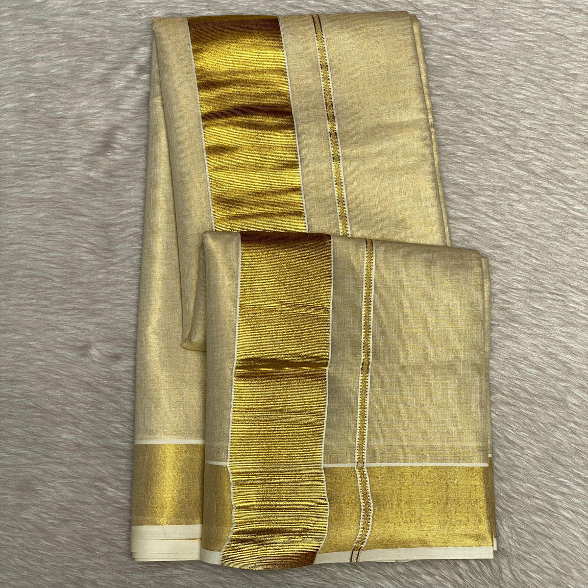 Tissue Kerala Saree with Golden Border