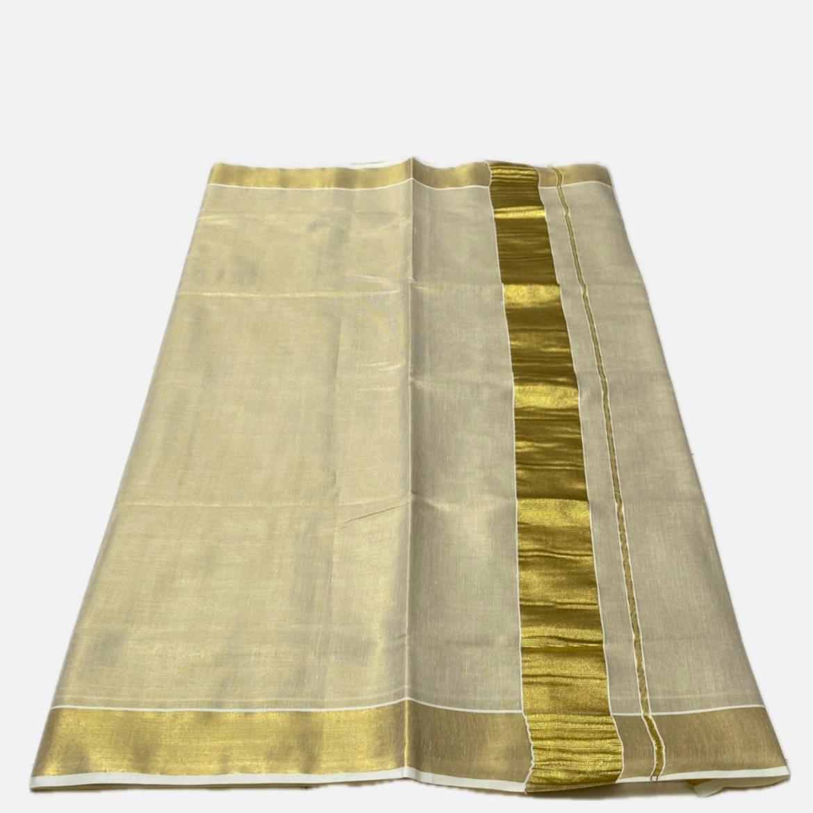 Tissue Kerala Saree with Golden Border