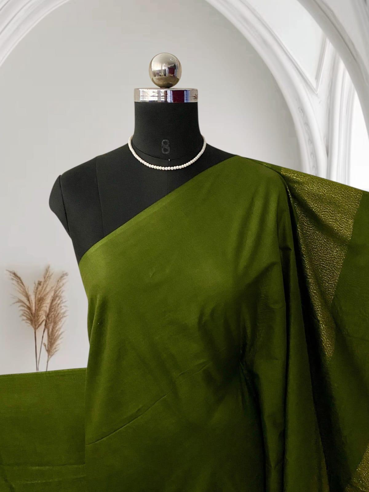 Semi Tussar Silk Saree in Green