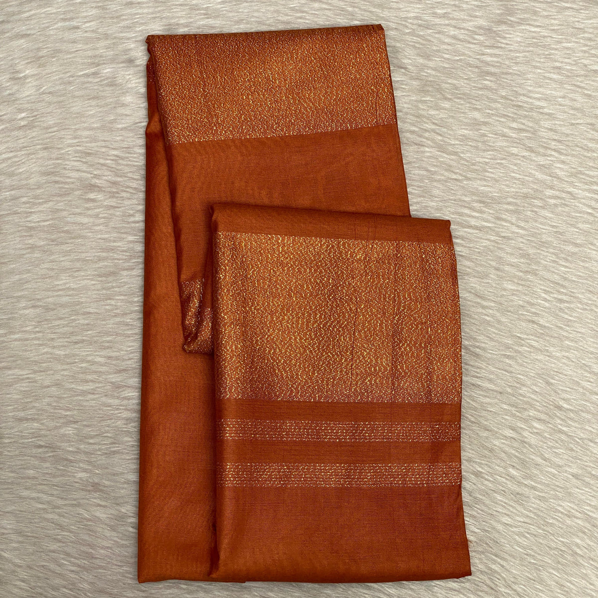 Semi Tussar Silk Saree in Light Rust Brown