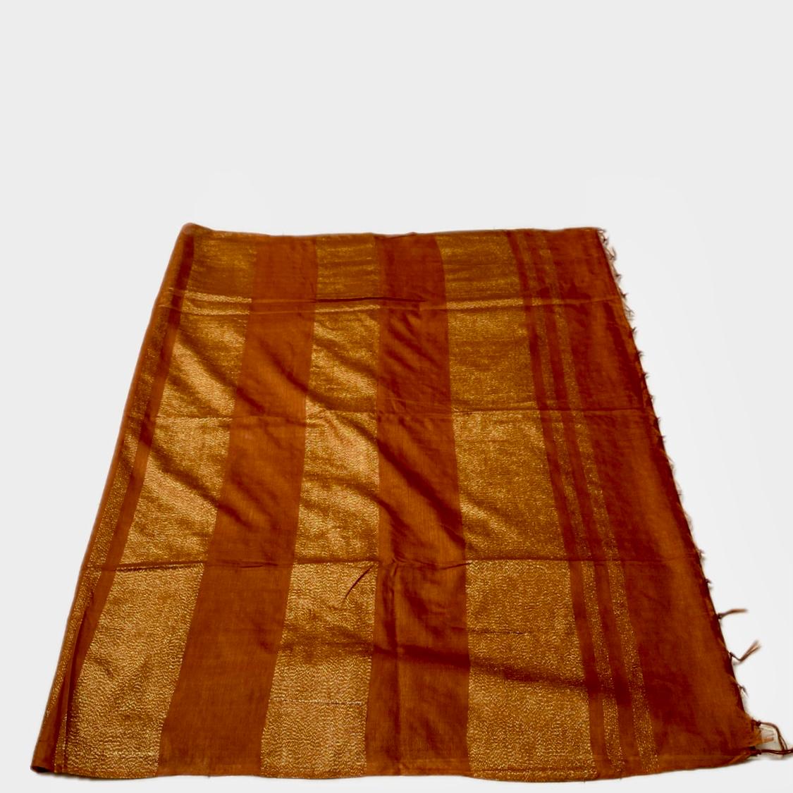Semi Tussar Silk Saree in Light Rust Brown