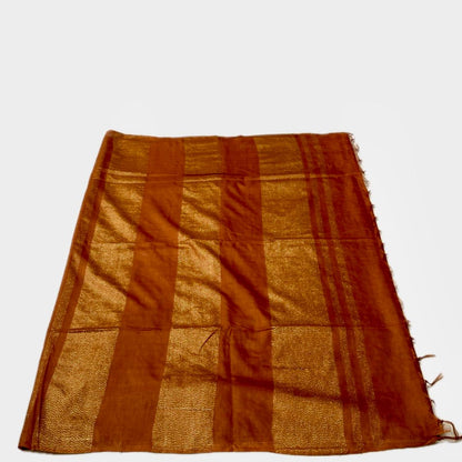 Semi Tussar Silk Saree in Light Rust Brown