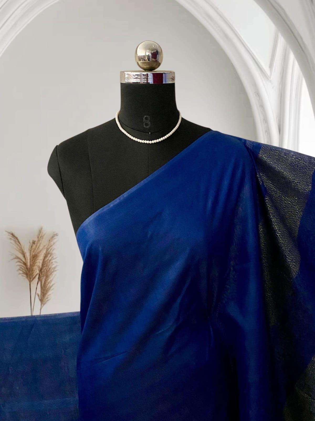 Semi Tussar Silk Saree in Blue